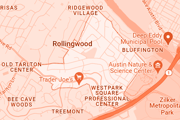 Map showing Rollingwood