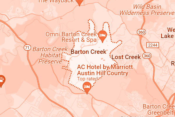 Map showing Barton Creek